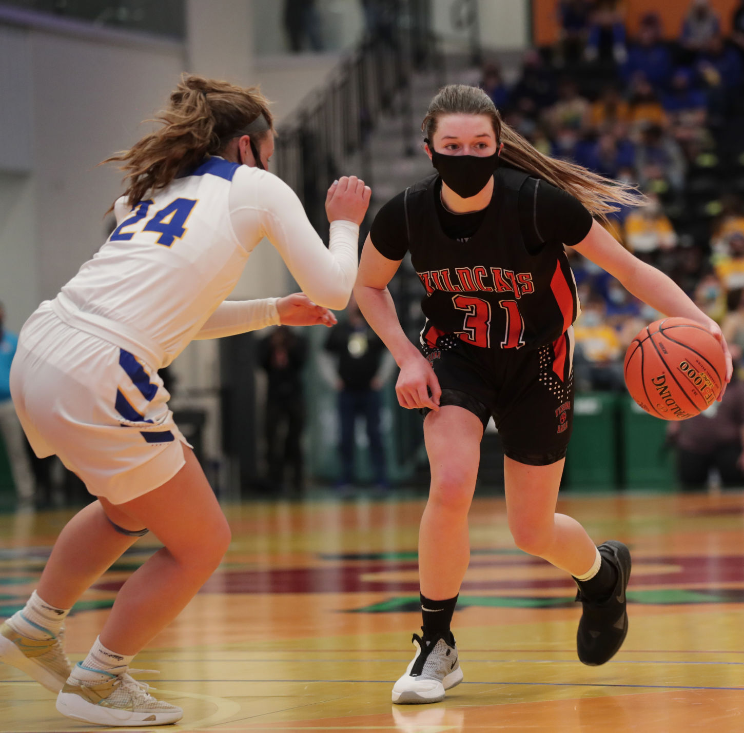 WIAA state girls basketball photo: Verona's Taylor Stremlow advances the ball